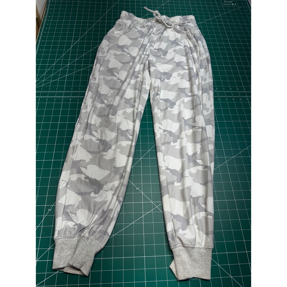 Salty Wave Womens Grey White Camo Joggers Drawstring Waist Lounge Pants Small